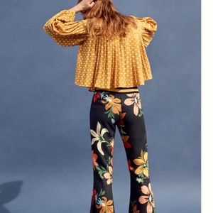 Anthropologie Farm Rio Callo Flared Flowered Pants